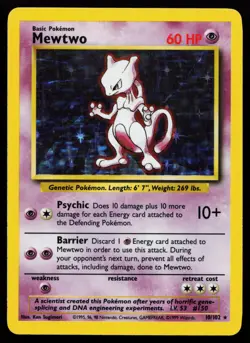 Mewtwo 10/102 Holo Rare Base Set Pokemon Card - Image 1