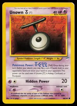 Unown [T] 88/105 Common Neo Destiny Non Holo Pokemon Card - Image 1