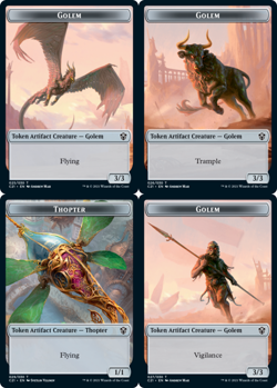 GOLEM (all 3 variants) // THOPTER TOKEN mtg EX/NM Commander 2021 - Image 1