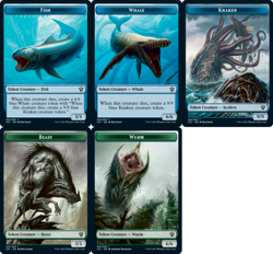 FISH WHALE & KRAKEN TOKEN (ALL 3) mtg EX/NM Commander 2021 - Image 1