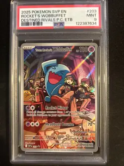 2025 Pokemon SVP EN Rocket's Wobbuffet Destined Rivals Pokemon Center ETB PSA 9 - Image 1
