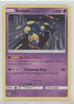 Seviper Pokemon Sun & Moon Burning Shadows #50 1hs9 - Image 1