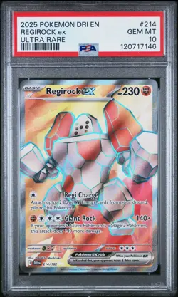 2025 POKEMON DESTINED RIVALS ULTRA RARE 214/182 REGIROCK EX PSA 10 Low Pop - Image 1