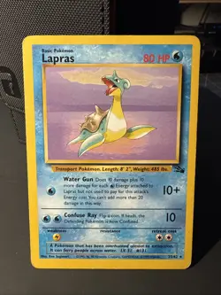 Lapras 25/62 Fossil Unlimited Rare - WOTC Pokemon Card MP - Image 1
