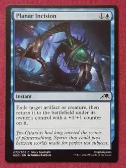 Magic The Gathering KAMIGAWA NEON DYNASTY PLANAR INCISION blue card MTG - Image 1