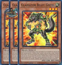 Yugioh! 3x Gladiator Beast Gistel SUDA-EN017 Super Rare 1st Ed NM - Image 1