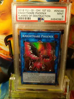 Yugioh Knightmare Phoenix FLOD-EN046 Super Rare 1st Edtion PSA Graded 9 MINT! - Image 1