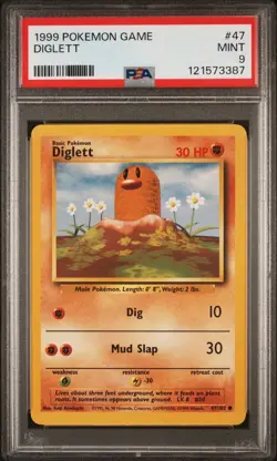 1999 Pokemon Game #47 Diglett PSA 9 Card MINT Trusted Seller! Free Ship Base Set - Image 1