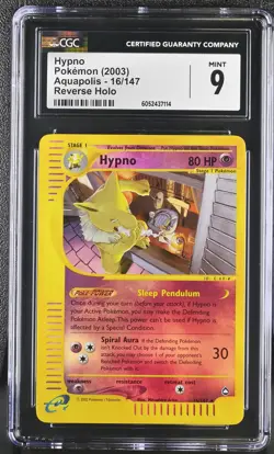 CGC 9 MINT Hypno 2003 Aquapolis 16/147 Reverse Holo Pokemon Card psa - Image 1