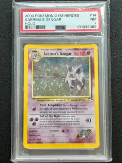 PSA 7 Sabrina's Gengar SWIRL 2000 English Pokemon Card Gym Heroes Holo NM 14/132 - Image 1