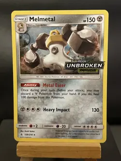 Pokemon Card Melmetal 129/214 Promo Holo STAMPED Unbroken Bonds Light Play - Image 1