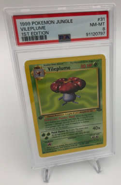 1999 POKEMON JUNGLE Trading Card VILEPLUME #31/64 1ST EDITION graded PSA NM-MT 8 - Image 1