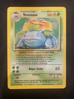 Venusaur Holo SPANISH Pokemon Card Unlimited Base Set 15/102 ungraded Raw LP- - Image 1