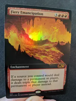 1x Fiery Emancipation Foil Extended Art NM - Red Mythic Magic 2021 MTG x1 - Image 1