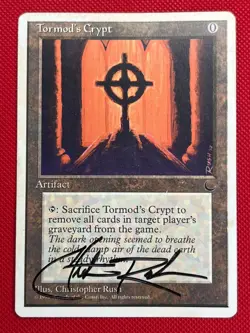 MTG Signed 1X Tormod's Crypt X1 Christopher Rush - Chronicles Magic - Played - Image 1