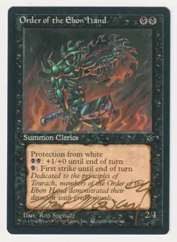 Gold Signed Order of the Ebon Hand LP Fallen Empires Artist Ron Spencer 1994 MTG - Image 1