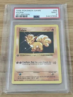 Vulpix 1st Edition 68/102 PSA 9 MINT Shadowless Base Set Rare Pokemon - Image 1