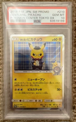 PSA 10 2018 Gentleman Pikachu Promo 210/SM-P Pokemon Center Tokyo DX Japanese - Image 1