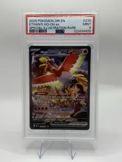 2025 POKEMON DESTINED RIVALS SPECIAL ILLUSTRATION RARE ETHAN'S HO-OH EX PSA 9 - Image 1