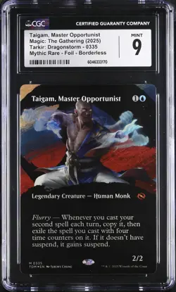 TAIGAM, MASTER OPPORTUNIST Tarkir: Dragonstorm Borderless Foil CGC 9 MTG EDH - Image 1