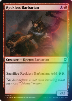 MTG - Reckless Barbarian - Foil - CLB 193/361 - Battle for Baldur's Gate - Magic - Image 1
