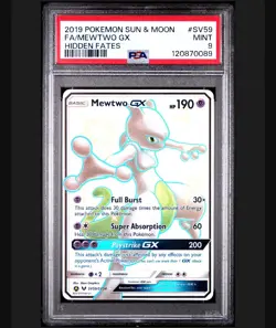 PSA 9 MINT Mewtwo GX Hidden Fates Full Art Holo Pokemon SV59/SV94 - Image 1