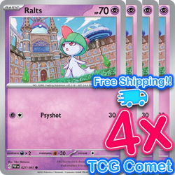 [4x Playset] Ralts 027/091 SV: Paldean Fates (PAF) Pokemon TCG - Image 1