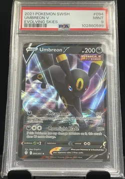 2021 Pokemon Mint PSA 9 Umbreon V #094/203 SWSH Sword & Shield Evolving Skies - Image 1