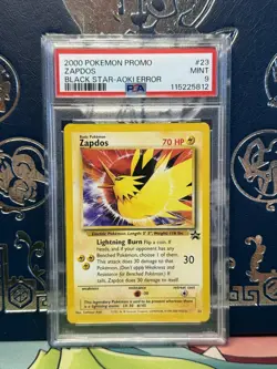 Zapdos PSA 9 Black Star Promo 23 Aoki Error Pokemon Card Mint - Image 1