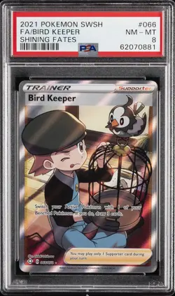 2021 POKEMON SWORD & SHIELD SHINING FATES #066 FULL ART/BIRD KEEPER PSA 8 - Image 1