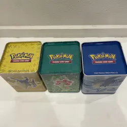 Pokemon TCG: 2021 Stacking Tins Lot 3 *EMPTY* Grass Water Electric Collectable - Image 2