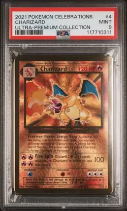 PSA 9 - 2021 Pokemon Celebrations UPC CHARIZARD Gold Metal Card #4 (0311) - Image 1