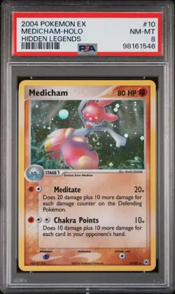 Pokemon Card Holo Medicham 10/101 PSA 8 NM-MT ex Hidden Legends - Image 3