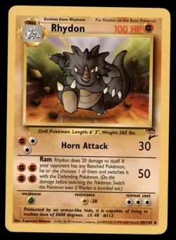 Pokemon Card Rhydon (Base Set 2) 59/130 EXCELLENT Non-Holo Uncommon TCG!!!!!!!!! - Image 1
