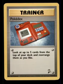 3x Pokemon Card WOTC Pokedex (Base Set 2) 115/130 PLAYED Non-Holo Uncommon TCG!! - Image 1