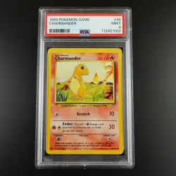 PSA 9 Charmander 46/102 Pokemon Base Set 1999 Non Holo Graded Card - Image 1