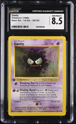 CGC 8.5 Gastly 1999 Base Set 1st Edition 50/102 Pokemon Card psa - Image 1