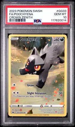 2023 Pokemon Crown Zenith # GG33 Full Art Poochyena Card PSA 10 Card! GEM MINT! - Image 1