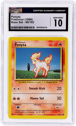 1999 Pokemon Base Set Ponyta #60 CGC 10 - Image 1