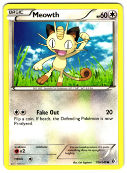 Meowth - 106/149 - 2012 Common Boundaries Crossed Pokemon Card NM - Image 1