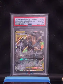 2019 Pokemon SM Unbroken Bonds Lucario & Melmetal GX #120 PSA 10 - Image 4