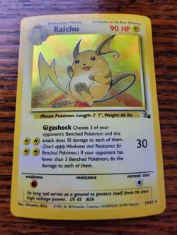 Raichu 14/62 Holo Fossil Pokemon Card TCG WOTC MP!! - Image 1