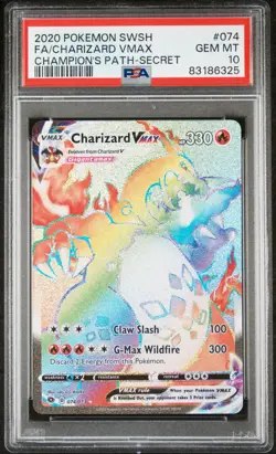 2020 Pokemon Sword & Shield Champion's Path Charizard Vmax 074/073 Secret PSA 10 - Image 2