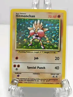 Pokemon TCG Hitmonchan 7/102 Base Set Holo RARE 1999 - Image 2