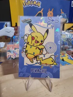 Pokemon Merry Christmas Card Database - Jumping Pikachu With Christmas Lights - Image 5