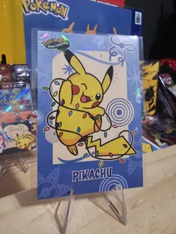 Pokemon Merry Christmas Card Database - Jumping Pikachu With Christmas Lights - Image 6
