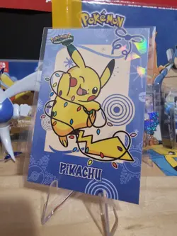 Pokemon Merry Christmas Card Database - Jumping Pikachu With Christmas Lights - Image 7