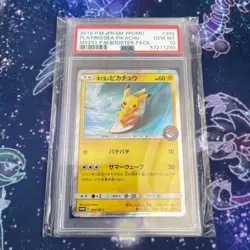 PSA 10 Pokemon Card Surfing Pikachu 329/SM-P Playing in the Sea Promo Japanese - Image 1
