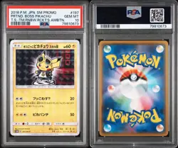 2018 POKEMON JAPANESE SM PROMO #197 PRETEND BOSS PIKACHU PSA 10 - Image 1