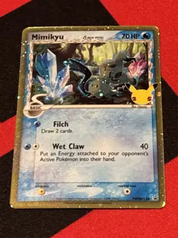 Pokemon TCG Card Celebrations Mimikyu Delta Species SWSH136 Black Star Promo -M5 - Image 1